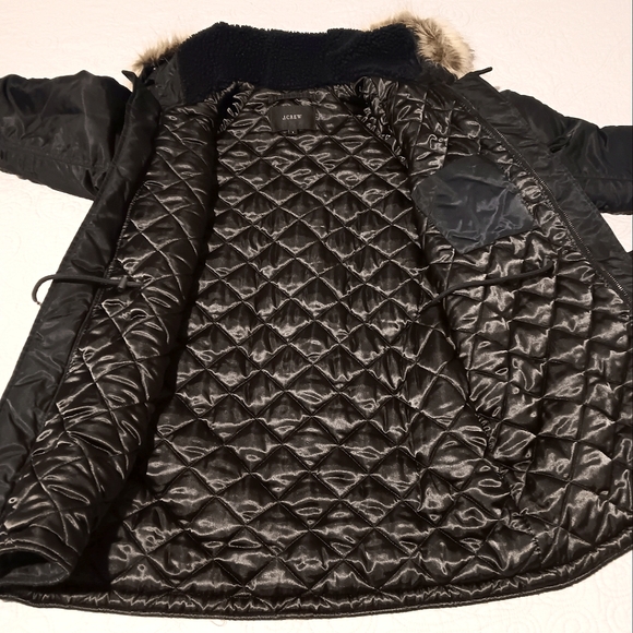 J. Crew Blue and Brown Parka Jacket with Faux Fur Hood - Picture 5 of 9